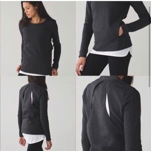 Lululemon Endeavor pullover sweatshirt size 6 cut out back heathered black